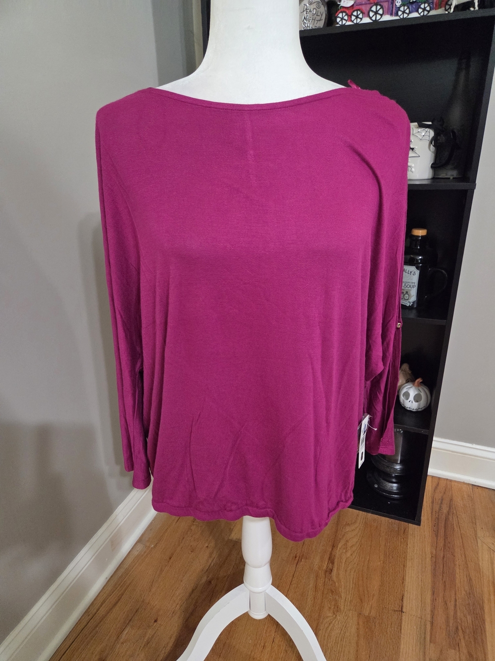 new directions Fuchsia Boatneck Long-Sleeve Top